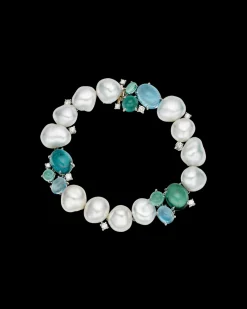 Bracelets^Paspaley Rockpool Pebble Pearl Bracelet | 10mm Keshi Pearls, Aquamarines, and Platinum