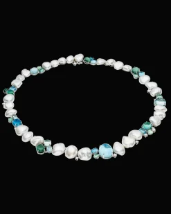Necklaces & Pendants^Paspaley Rockpool Pebble Pearl Collier | 4-9mm Keshi Pearls, Aquamarines, and Platinum