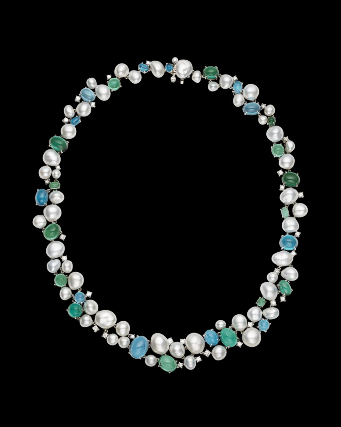 Necklaces & Pendants^Paspaley Rockpool Pebble Pearl Collier | 4-10mm Keshi Pearls, Tourmalines, and Platinum