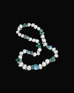 Necklaces & Pendants^Paspaley Rockpool Pebble Pearl Collier | 4-9mm Keshi Pearls, Aquamarines, and Platinum