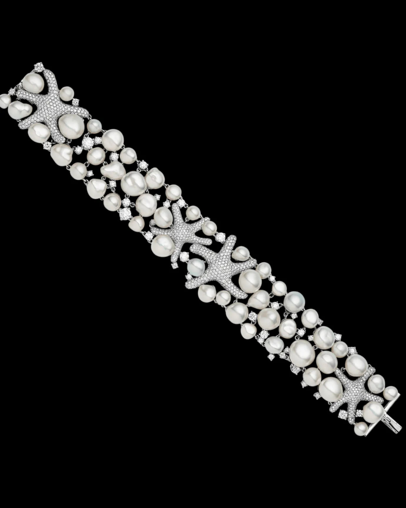 Bracelets^Paspaley Rockpool Starfish Pearl Bracelet | 5-10mm Keshi Baroque Pearls, Diamonds, and Platinum
