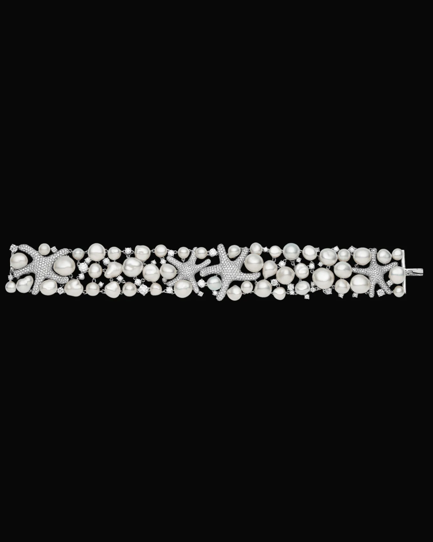 Bracelets^Paspaley Rockpool Starfish Pearl Bracelet | 5-10mm Keshi Baroque Pearls, Diamonds, and Platinum
