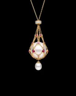 Necklaces & Pendants^Paspaley Ruby Lavalier Pearl Necklace | 15mm Round Pearl, Rubies, and Yellow Gold