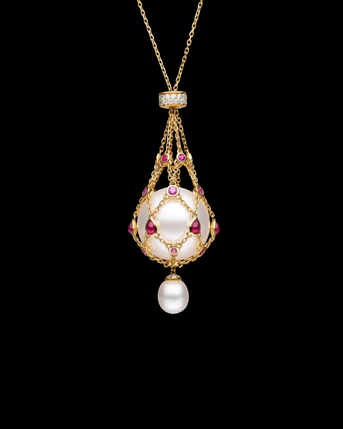 Necklaces & Pendants^Paspaley Ruby Lavalier Pearl Necklace | 15mm Round Pearl, Rubies, and Yellow Gold