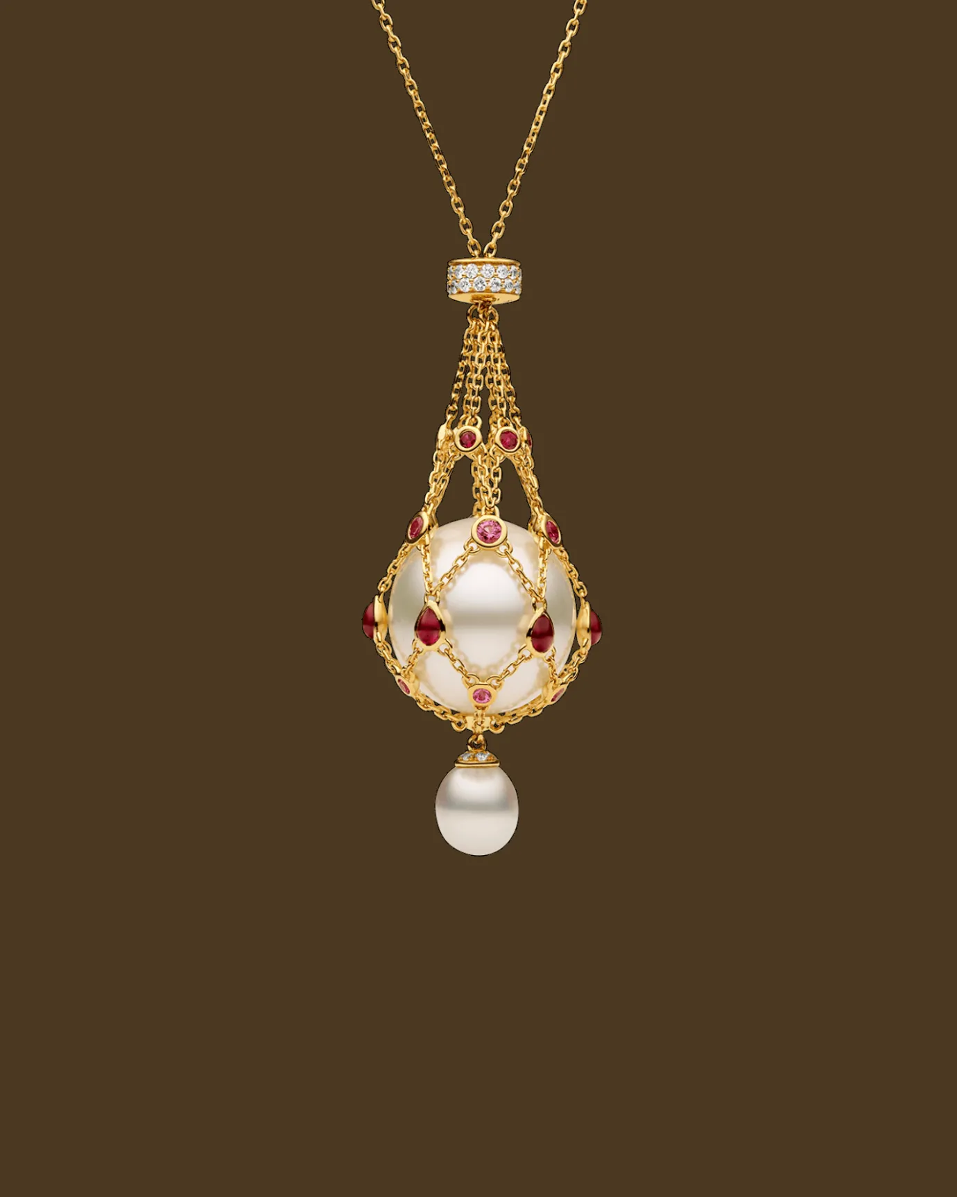 Necklaces & Pendants^Paspaley Ruby Lavalier Pearl Necklace | 15mm Button Pearl, Rubies, and Yellow Gold YellowGold