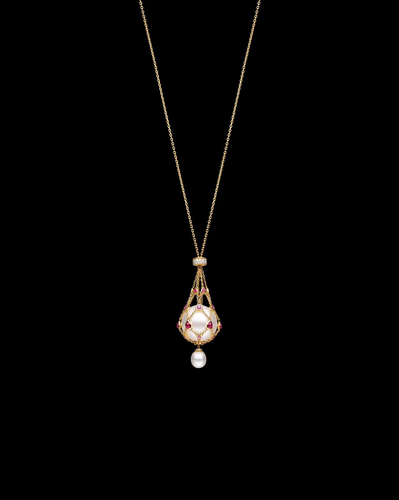 Necklaces & Pendants^Paspaley Ruby Lavalier Pearl Necklace | 15mm Round Pearl, Rubies, and Yellow Gold