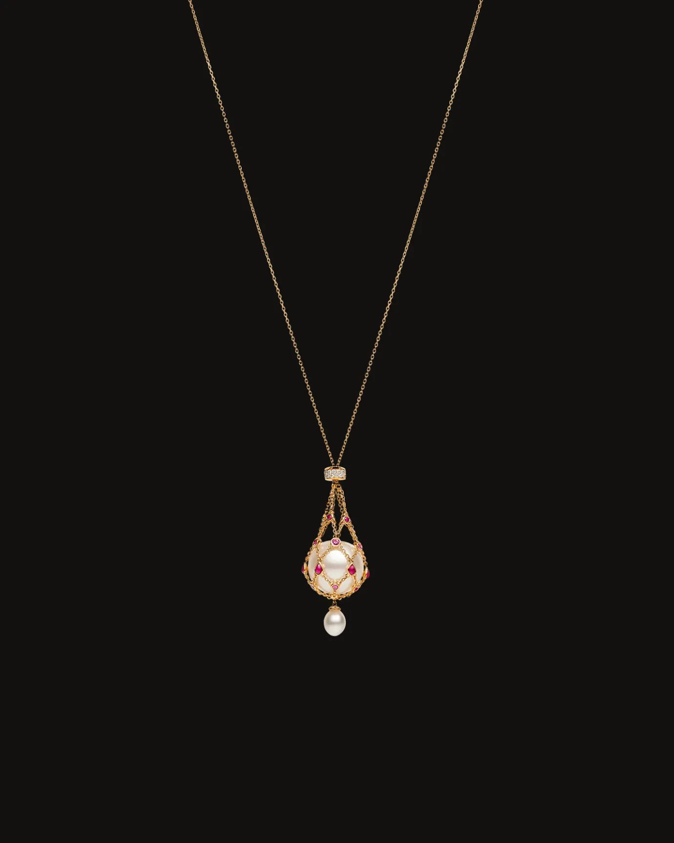 Necklaces & Pendants^Paspaley Ruby Lavalier Pearl Necklace | 15mm Button Pearl, Rubies, and Yellow Gold YellowGold