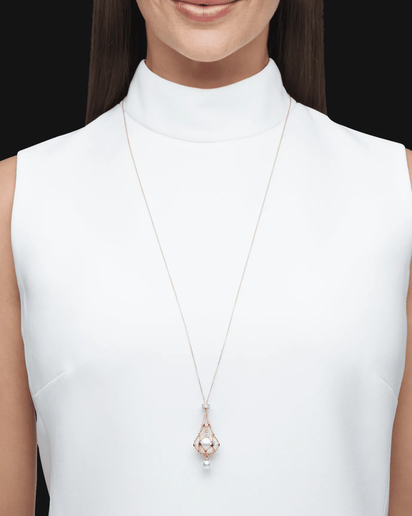 Necklaces & Pendants^Paspaley Ruby Lavalier Pearl Necklace | 15mm Button Pearl, Rubies, and Yellow Gold YellowGold