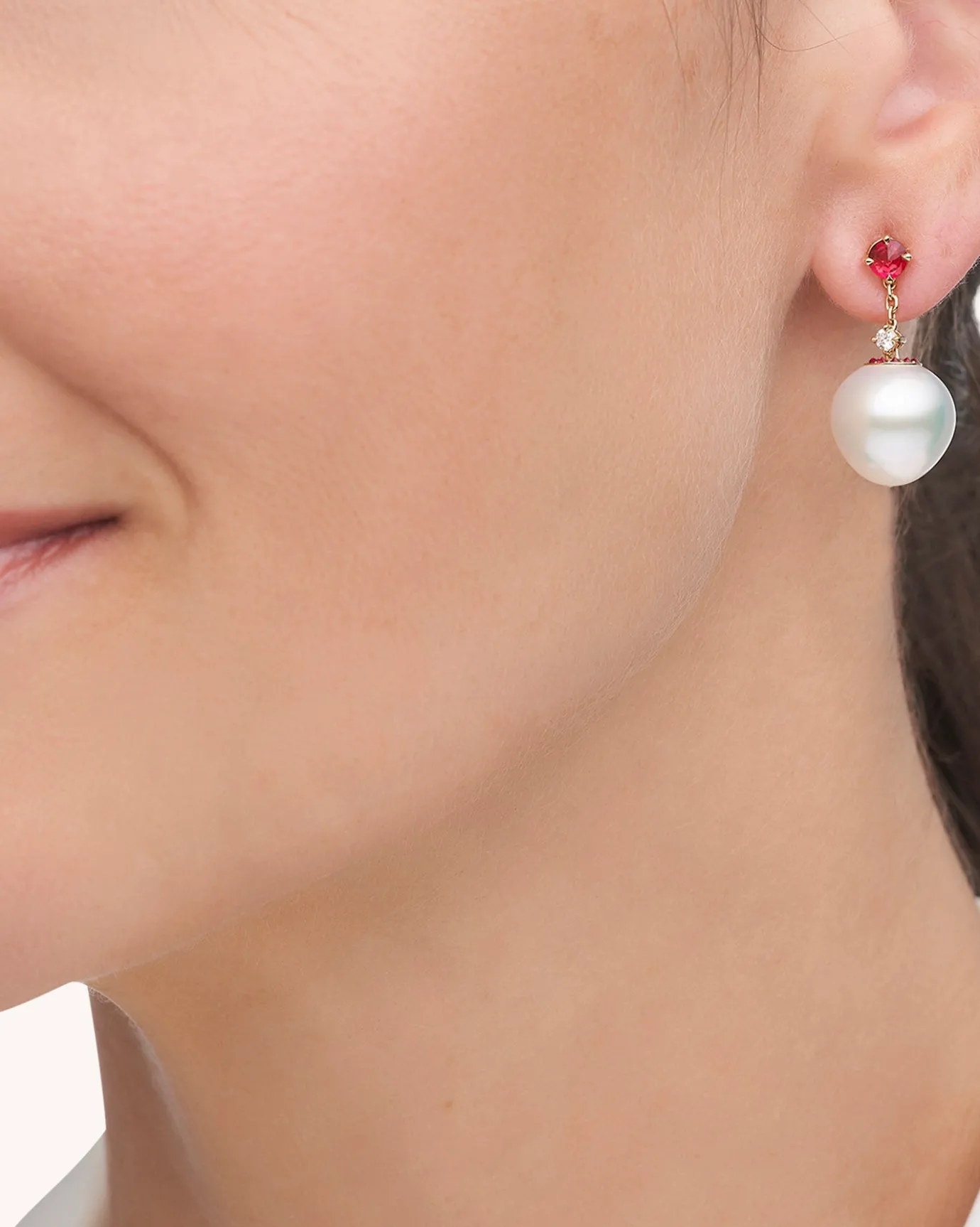 Earrings & Studs^Paspaley Ruby Touchstone Pearl Drop Earring | 12mm Triangle Pearls, Rubies, and Yellow Gold YellowGold