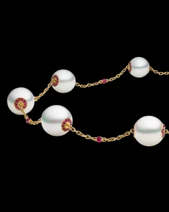 Necklaces & Pendants^Paspaley Ruby Touchstone Pearl Necklace | 10-12mm Oval Pearls, Rubies, and Yellow Gold YellowGold