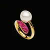 Rings^Paspaley Ruby Touchstone Pearl Ring | 9mm Oval Pearl, Rubies, and Yellow Gold YellowGold