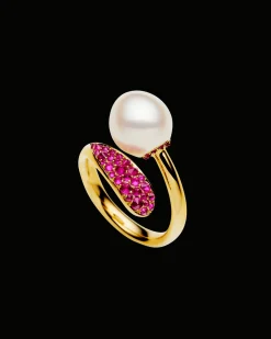 Rings^Paspaley Ruby Touchstone Pearl Ring | 9mm Oval Pearl, Rubies, and Yellow Gold YellowGold
