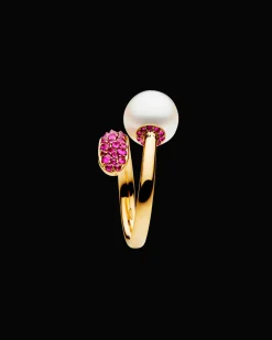 Rings^Paspaley Ruby Touchstone Pearl Ring | 9mm Oval Pearl, Rubies, and Yellow Gold YellowGold