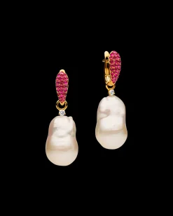 Earrings & Studs^Paspaley Ruby Touchstone Pearls My Way Earrings | 14mm Baroque Pearls, Rubies and Yellow Gold YellowGold
