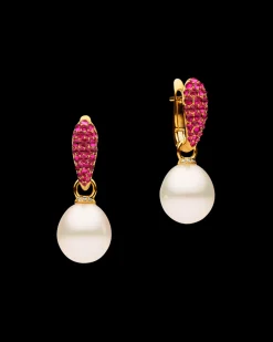 Earrings & Studs^Paspaley Ruby Touchstone Pearls My Way Earrings | 12mm Oval Pearls, Rubies, and Yellow Gold YellowGold
