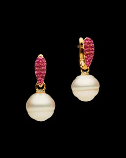 Earrings & Studs^Paspaley Ruby Touchstone Pearls My Way Earrings | 14mm Circle Pearls, Rubies and Yellow Gold YellowGold
