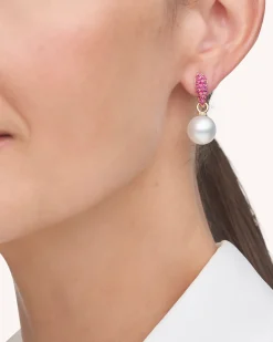 Earrings & Studs^Paspaley Ruby Touchstone Pearls My Way Earrings | 12mm Oval Pearls, Rubies, and Yellow Gold YellowGold