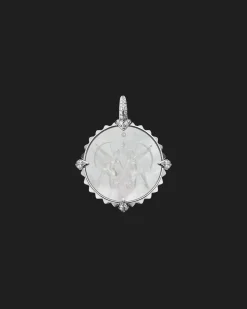 Chains, Charms & Accessories^Paspaley Sagittarius Coin Charm | Mother of Pearl, Diamonds, and White Gold WhiteGold