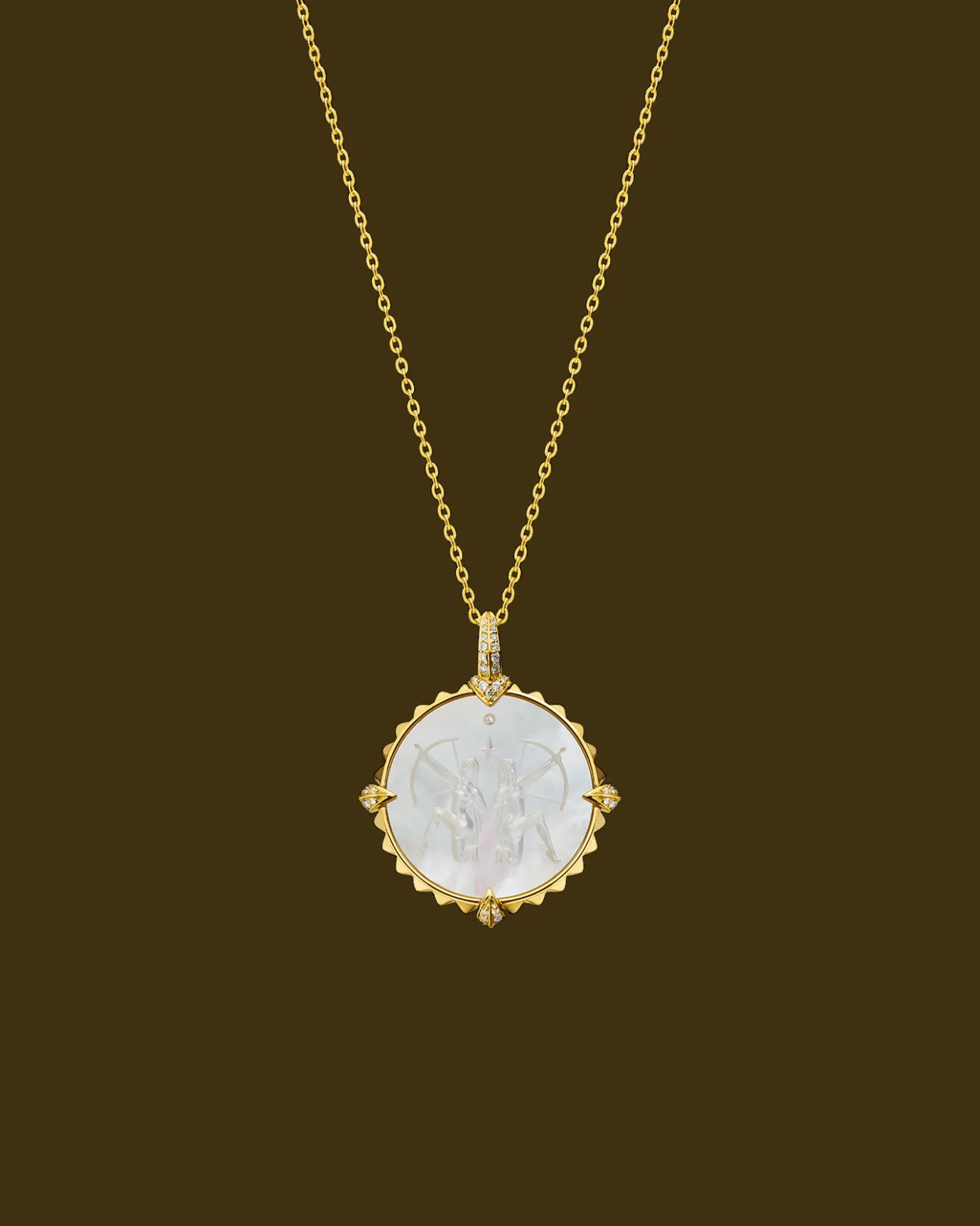 Chains, Charms & Accessories^Paspaley Sagittarius Coin Charm | Mother of Pearl, Diamonds, and Yellow Gold YellowGold