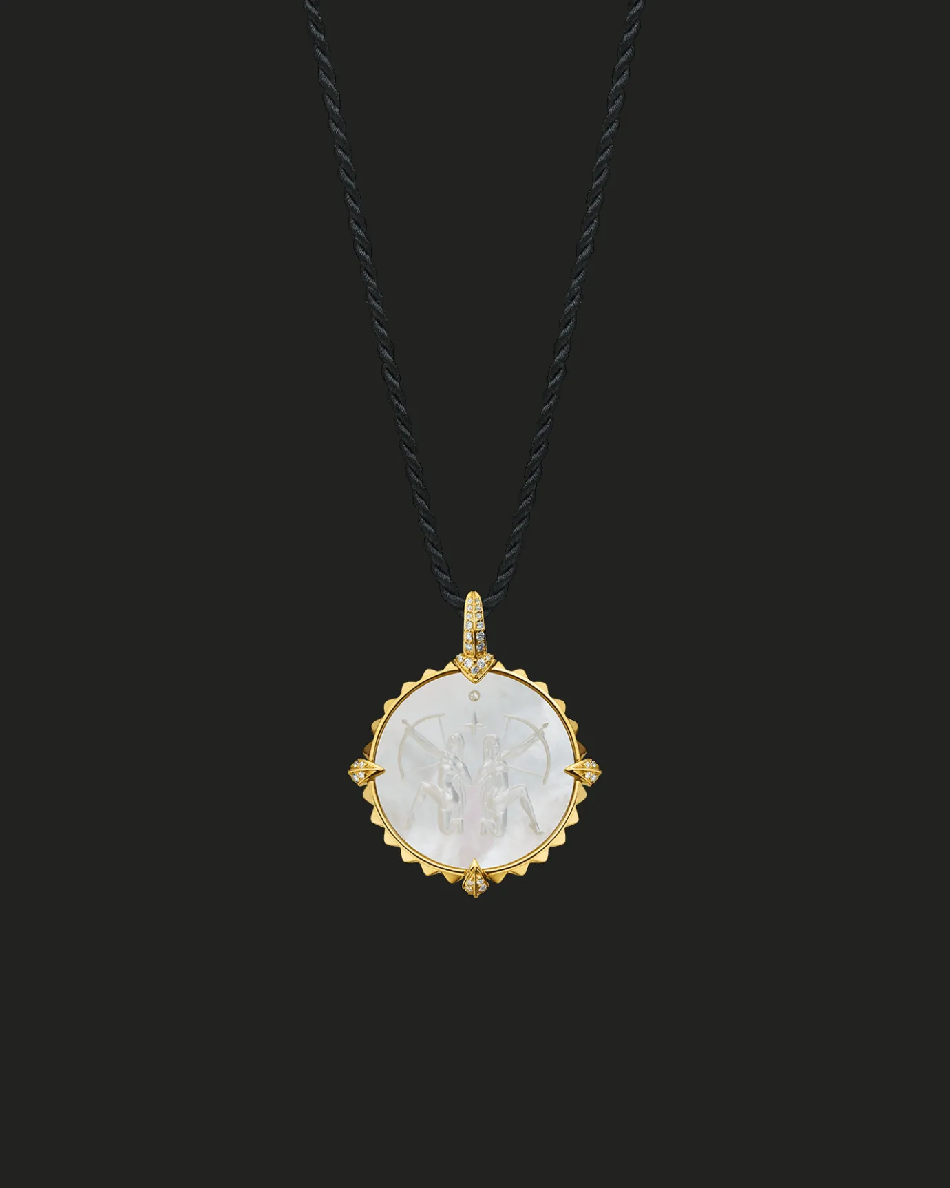 Chains, Charms & Accessories^Paspaley Sagittarius Coin Charm | Mother of Pearl, Diamonds, and Yellow Gold YellowGold