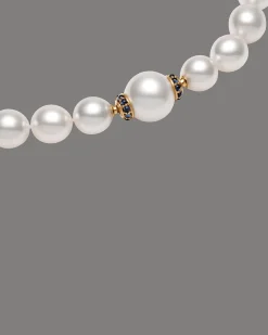 Clasps & Brooches^Paspaley Sapphire Rondelle Pearl Clasp | 13mm Round Pearl, Blue Sapphires, and Yellow Gold YellowGold