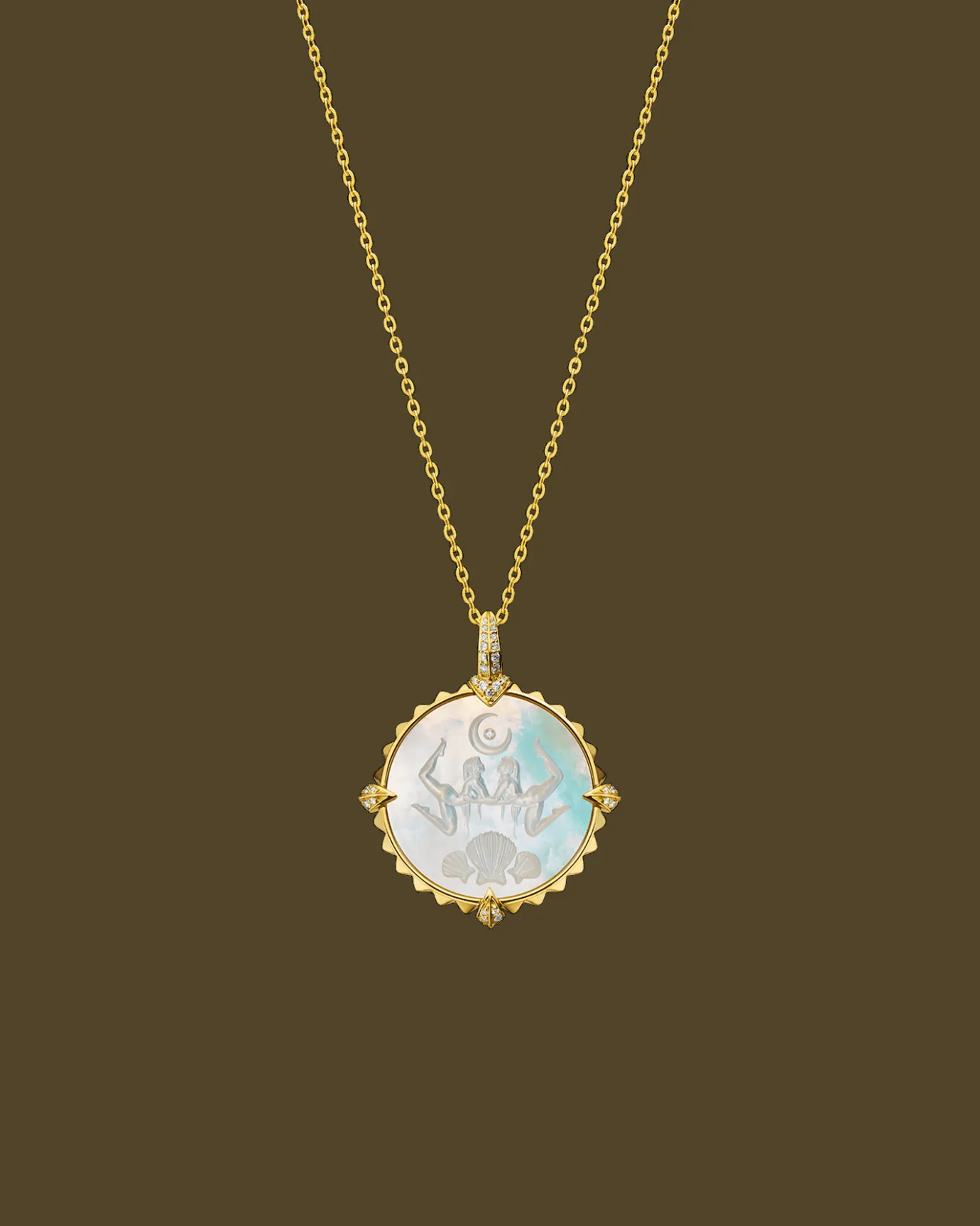 Chains, Charms & Accessories^Paspaley Scorpio Coin Charm | Mother of Pearl, Diamonds, and Yellow Gold YellowGold