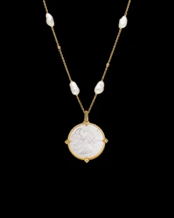 Chains, Charms & Accessories^Paspaley Seascape Coin Charm | Mother of Pearl, Diamonds, and Yellow Gold YellowGold