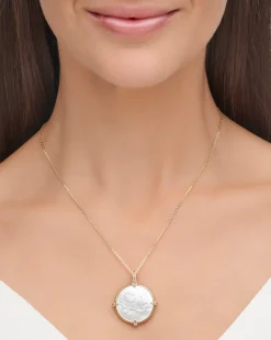 Chains, Charms & Accessories^Paspaley Seascape Coin Charm | Mother of Pearl, Diamonds, and Yellow Gold YellowGold