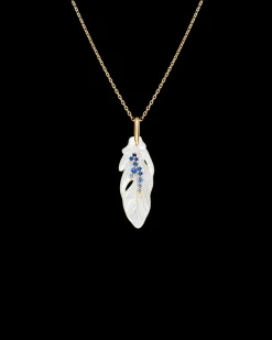 Necklaces & Pendants^Paspaley Single Feather Necklace | Mother of Pearl, Blue Sapphires, and Yellow Gold YellowGold