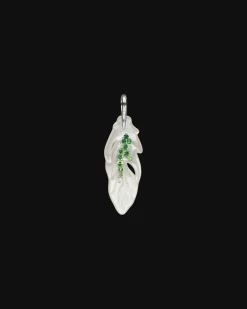 Necklaces & Pendants^Paspaley Single Feather Necklace | Mother of Pearl, Tsavorites, and White Gold WhiteGold