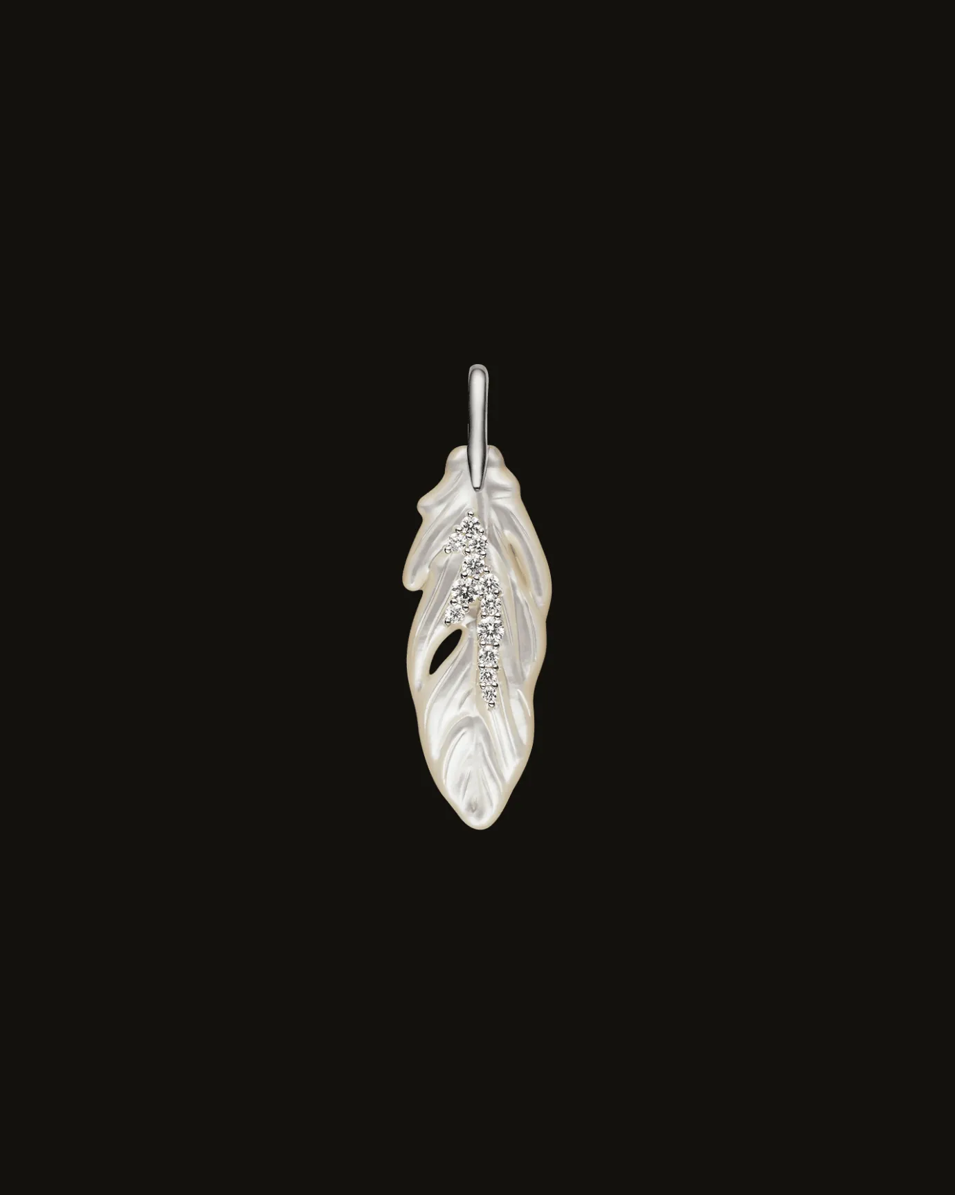 Necklaces & Pendants^Paspaley Single Feather Necklace | Mother of Pearl, Tsavorites, and White Gold WhiteGold