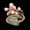Bracelets^Paspaley Song Bird Double Feather Pearl Cuff | Drop Pearls, Gemstones, and Yellow Gold YellowGold