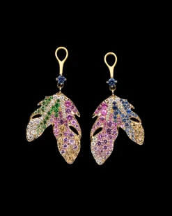 Earrings & Studs^Paspaley Song Bird Feather and Keshi Stud Earrings | 8mm Keshi Pearls, Sapphires, Diamonds, and Yellow Gold