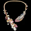 Necklaces & Pendants^Paspaley Song Bird Feather Pearl Collier | 5-16mm Pearls, Gemstones, and Yellow Gold YellowGold