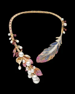 Necklaces & Pendants^Paspaley Song Bird Feather Pearl Collier | 5-16mm Pearls, Gemstones, and Yellow Gold YellowGold