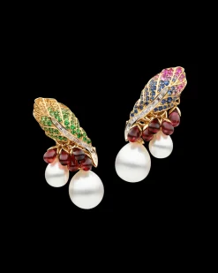 Earrings & Studs^Paspaley Song Bird Feather Pearl Earrings | 7-10mm Keshi Pearls, Gemstones, and Yellow Gold YellowGold