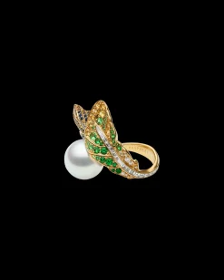 Rings^Paspaley Song Bird Feather Pearl Ring | 15mm Round Pearl, Gemstones, and Yellow Gold YellowGold