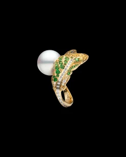 Rings^Paspaley Song Bird Feather Pearl Ring | 15mm Round Pearl, Gemstones, and Yellow Gold YellowGold