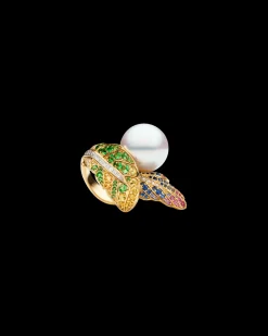 Rings^Paspaley Song Bird Feather Pearl Ring | 15mm Round Pearl, Gemstones, and Yellow Gold YellowGold
