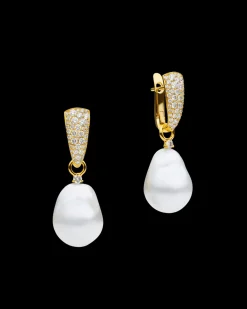 Earrings & Studs^Paspaley Super Pavé Diamond Pearls My Way Earrings | 14mm Baroque Pearls, Diamonds, and Yellow Gold YellowGold