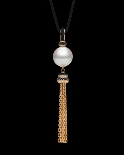 Necklaces & Pendants^Paspaley Tassel Pearl Pendant | 14mm Semi-Round Pearl, Black Spinel, and Yellow Gold YellowGold