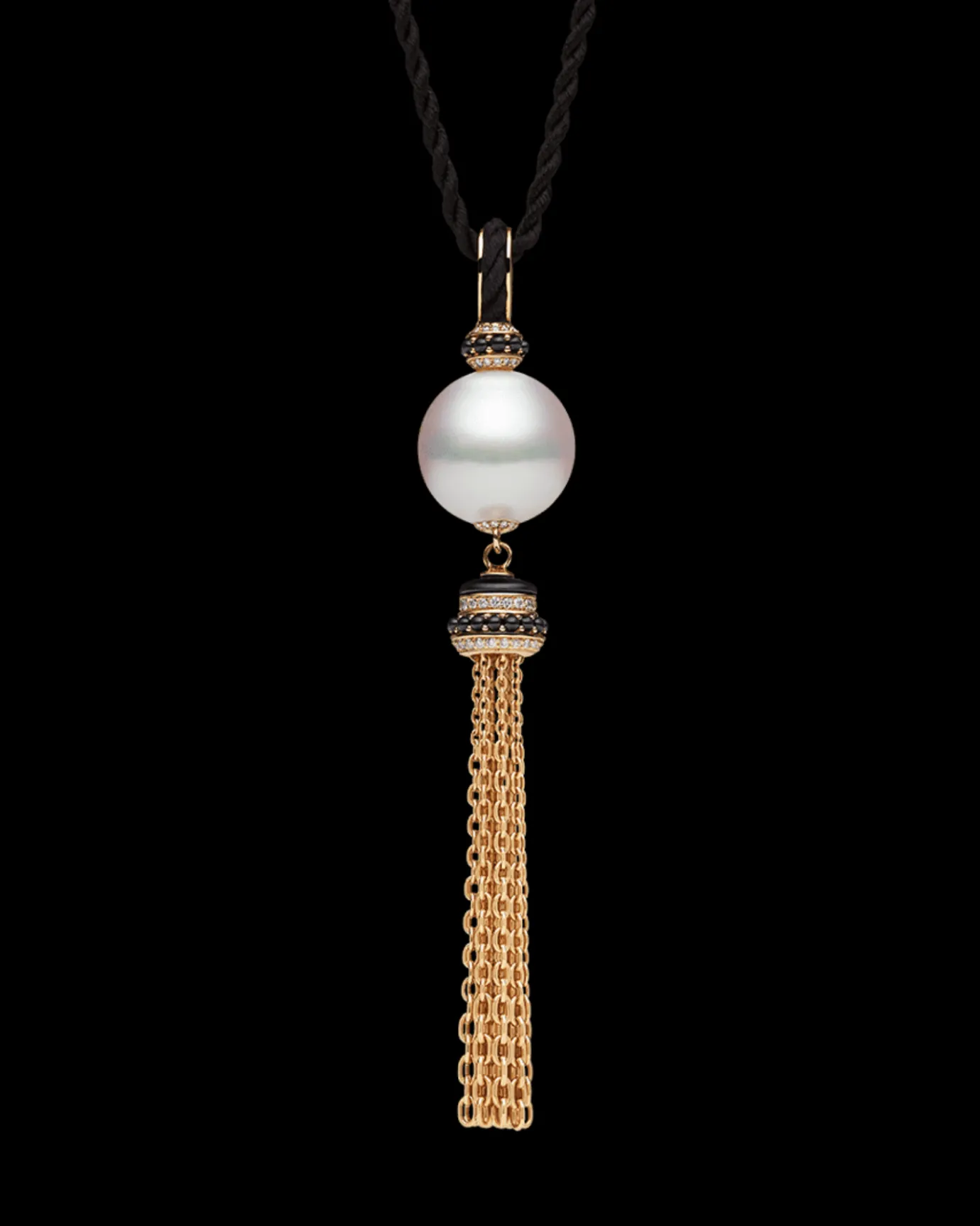 Necklaces & Pendants^Paspaley Tassel Pearl Pendant | 14mm Semi-Round Pearl, Black Spinel, and Yellow Gold YellowGold
