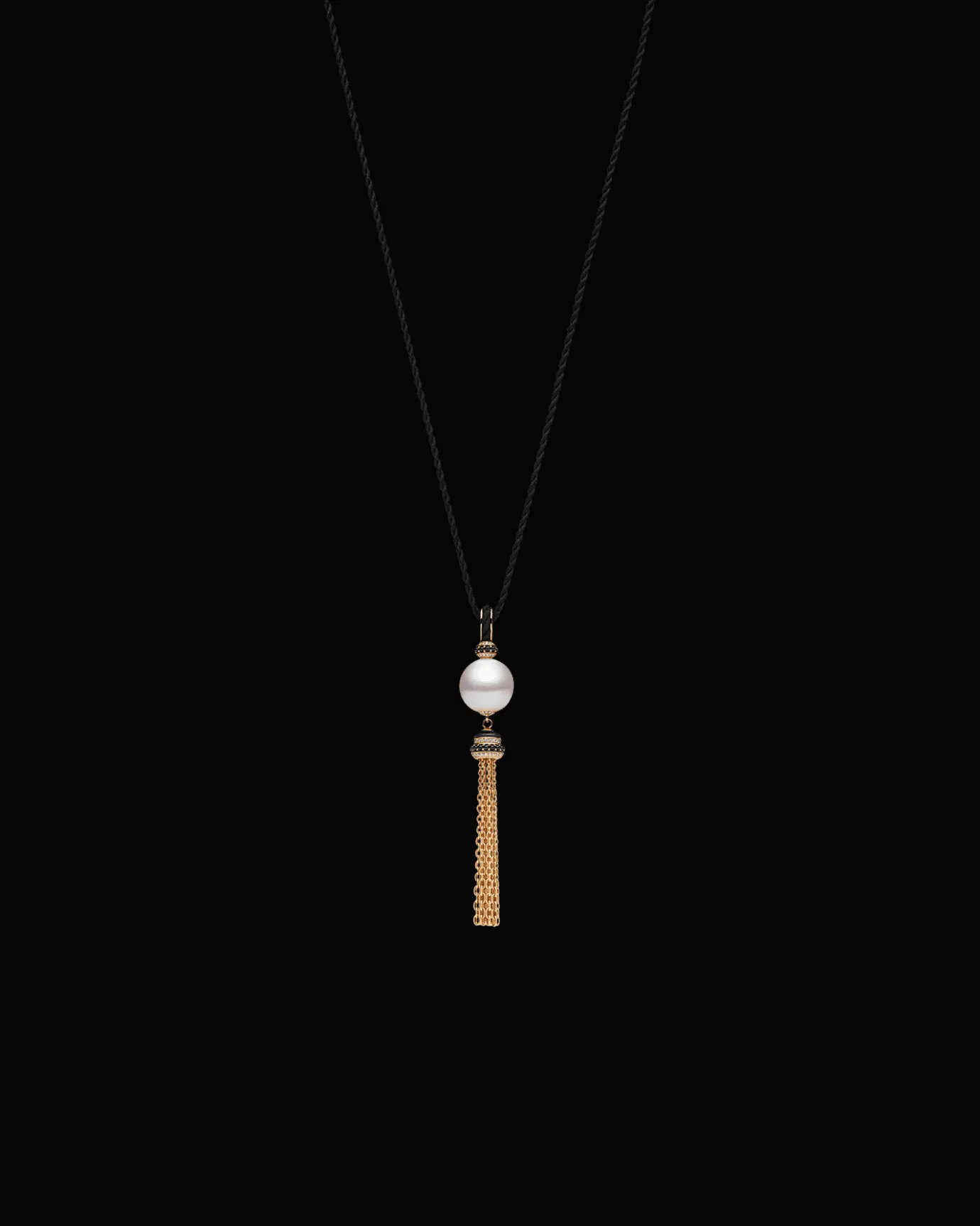 Necklaces & Pendants^Paspaley Tassel Pearl Pendant | 14mm Semi-Round Pearl, Black Spinel, and Yellow Gold YellowGold