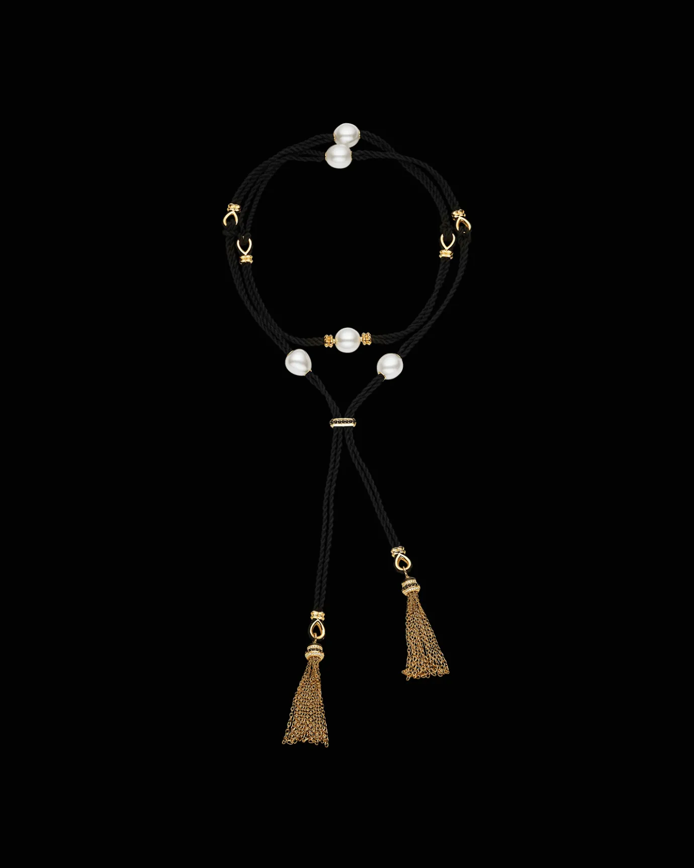 Necklaces & Pendants^Paspaley Tassel Rope Pearl Necklace | 12mm Pearls, Black Spinel, and Yellow Gold YellowGold