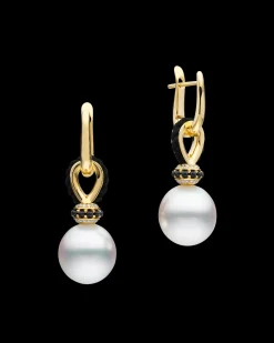 Earrings & Studs^Paspaley Thimble Drop Pearl Earrings | 12mm Oval Pearls, Black Spinel, and Yellow Gold YellowGold