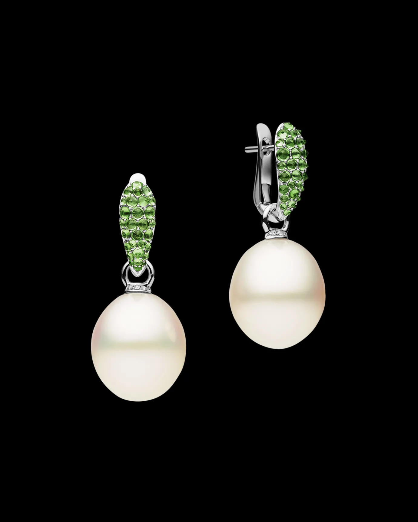 Earrings & Studs^Paspaley Tsavorite Touchstone Pearls My Way Earrings | 14mm Oval Pearls, Tsavorites and White Gold WhiteGold