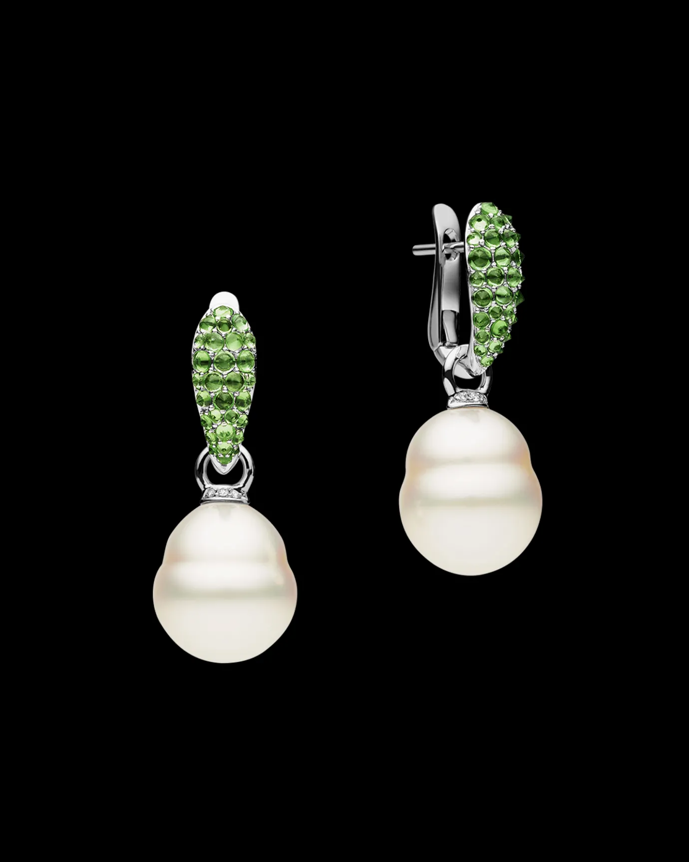 Earrings & Studs^Paspaley Tsavorite Touchstone Pearls My Way Earrings | 12mm Circle Pearls, Tsavorites and White Gold WhiteGold