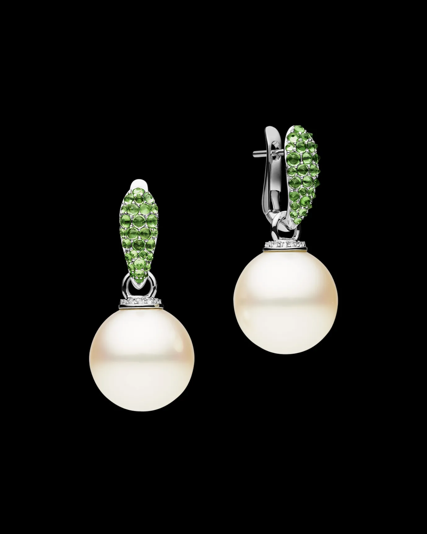 Earrings & Studs^Paspaley Tsavorite Touchstone Pearls My Way Earrings | 15mm Round Pearls, Tsavorites and White Gold WhiteGold