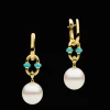 Earrings & Studs^Paspaley Turquoise Anchor Link Pearl Earrings | 11mm Oval Pearls, Turquoise, and Yellow Gold