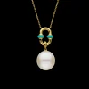 Necklaces & Pendants^Paspaley Turquoise Anchor Link Pearl Necklet | 13mm Oval Pearl, Turquoise, and Yellow Gold YellowGold